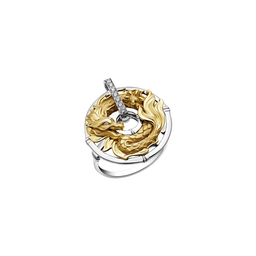 New Shanghai Mini Ring in yellow & white gold with diamonds