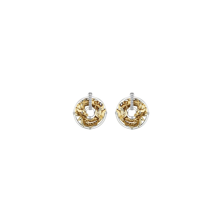 New Shanghai Mini Earrings in yellow & white gold with diamonds