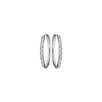 Boucles d'oreilles créoles diamantées en argent rhodié, 30mm