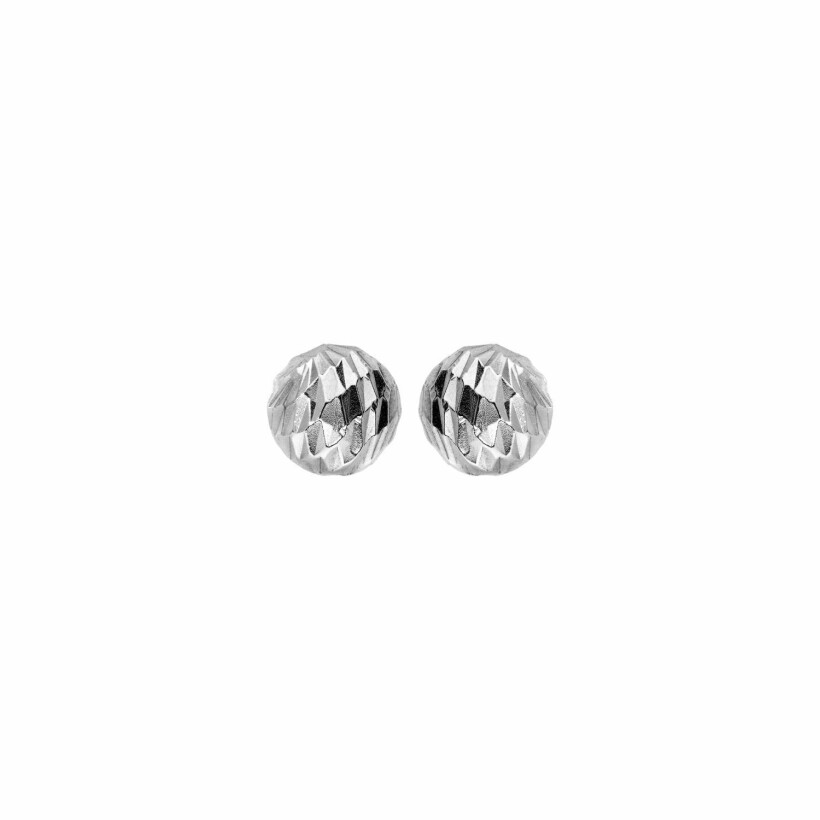 Boucles d'oreilles tige argent rhodié petite boule diamantée 5mm