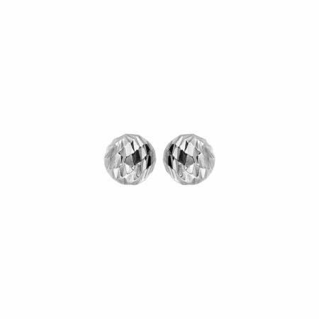 Boucles d'oreilles tige argent rhodié moyenne boule diamantée 6mm