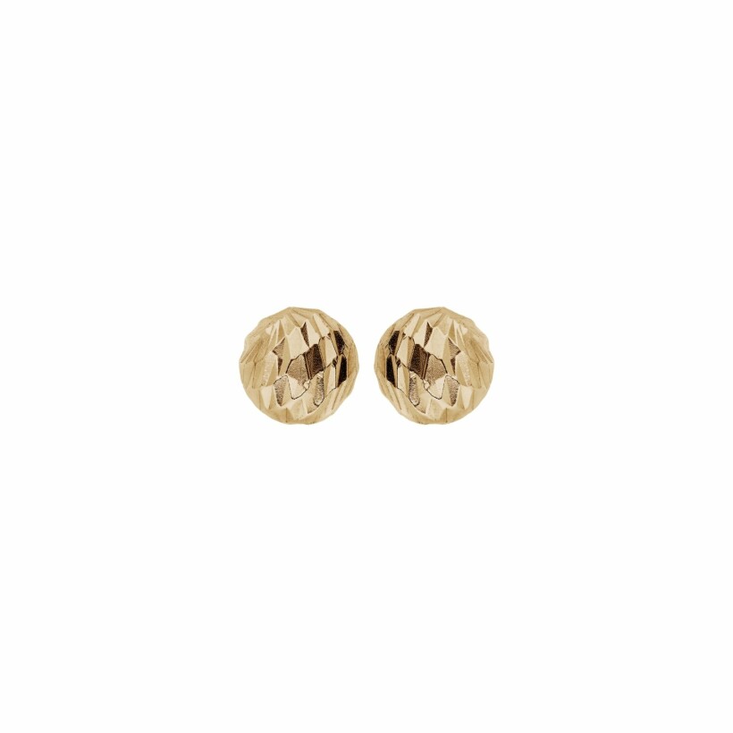 Boucles d'oreilles tige argent et dorure jaune moyenne boule diamantée 6mm