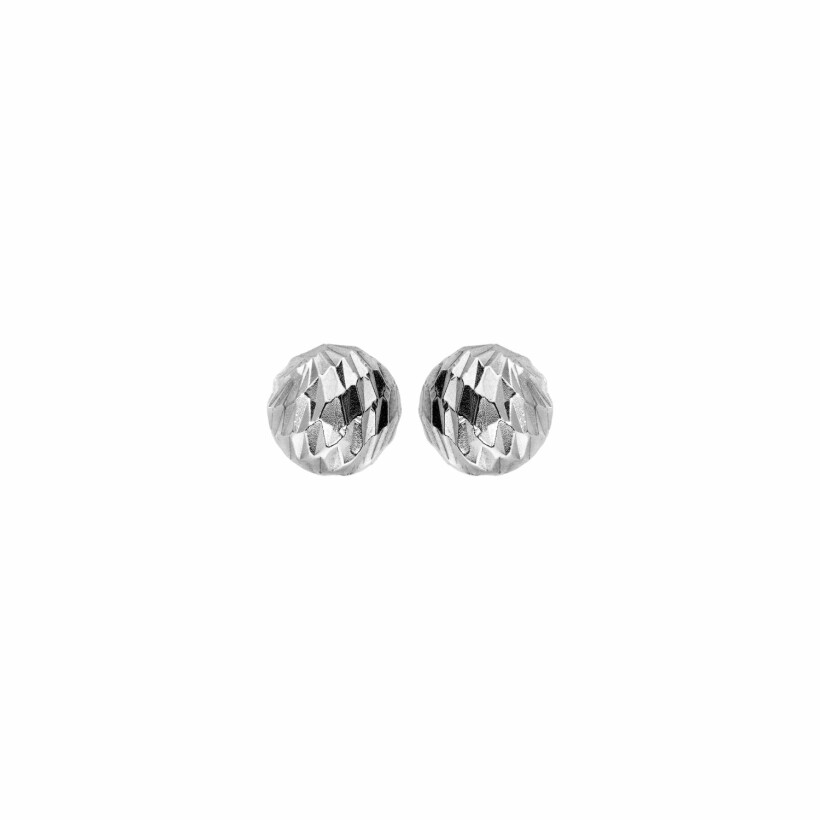 Boucles d'oreilles tige argent rhodié grosse boule diamantée 8mm