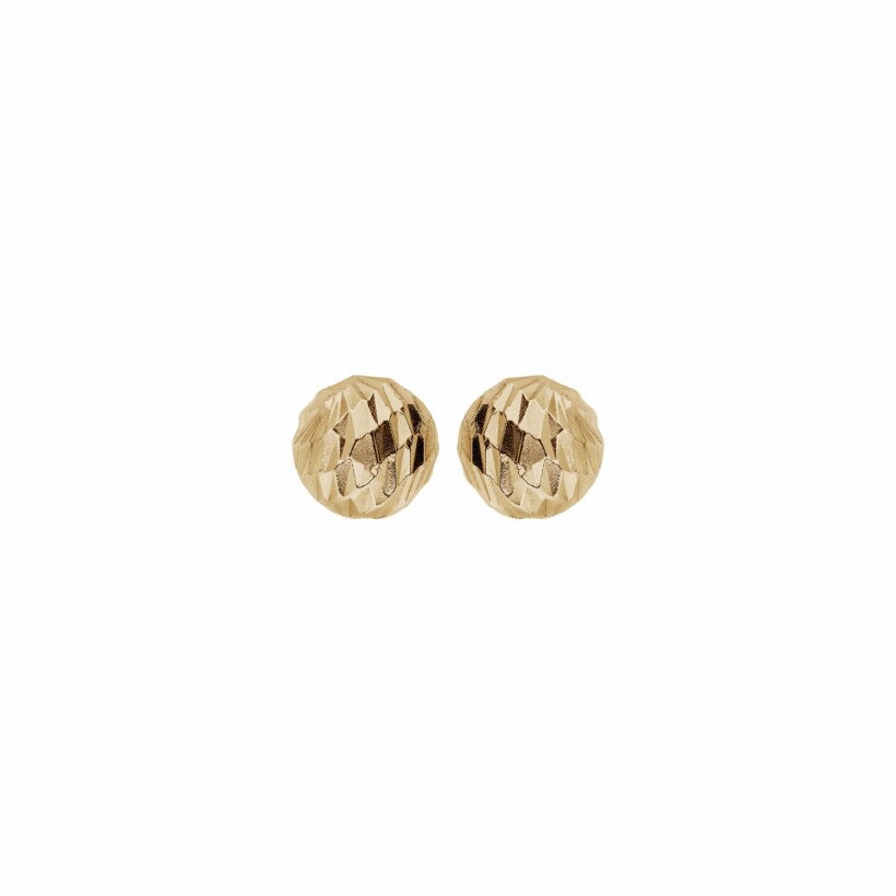 Boucles d'oreilles tige argent et dorure jaune grosse boule diamantée 8mm