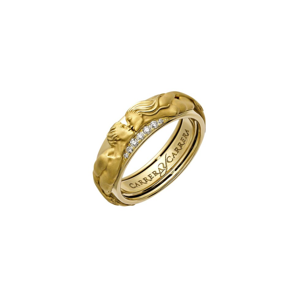 The Kiss Ring in yellow gold with diamonds