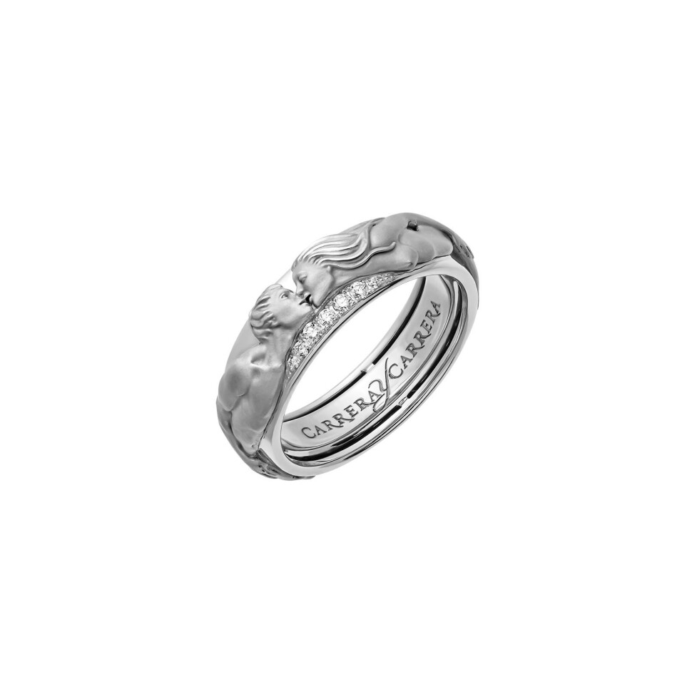 The Kiss Ring in white gold with diamonds