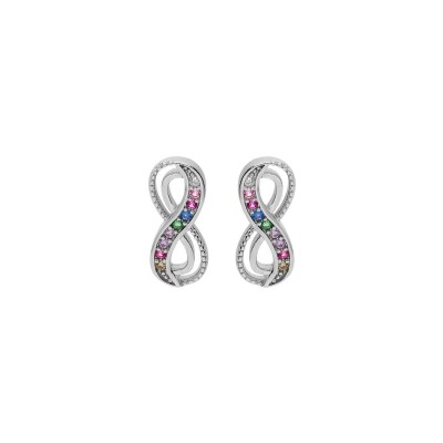 Boucles d'oreilles infini en argent rhodié et oxydes de zirconium