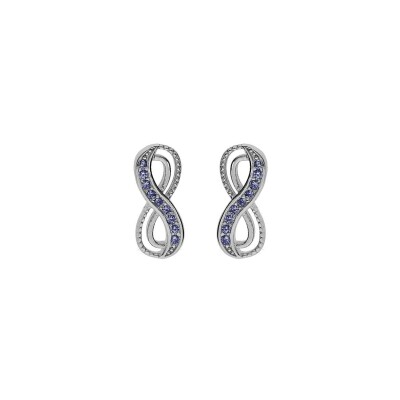 Boucles d'oreilles infini en argent rhodié et oxydes de zirconium