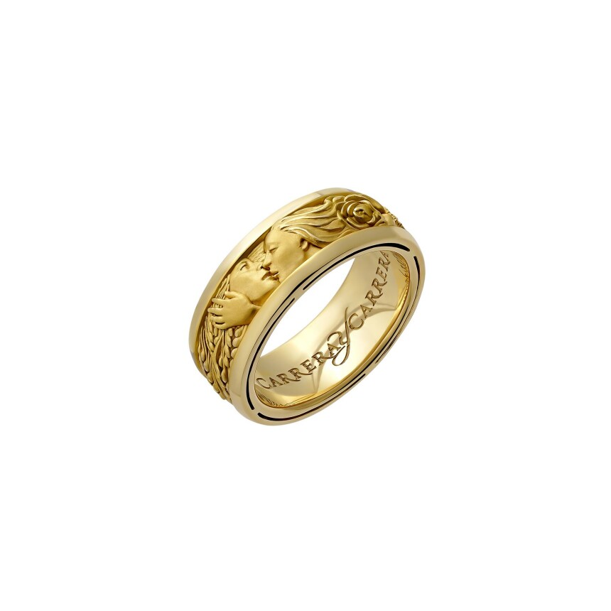 Kiss and Promise Ring in yellow gold
