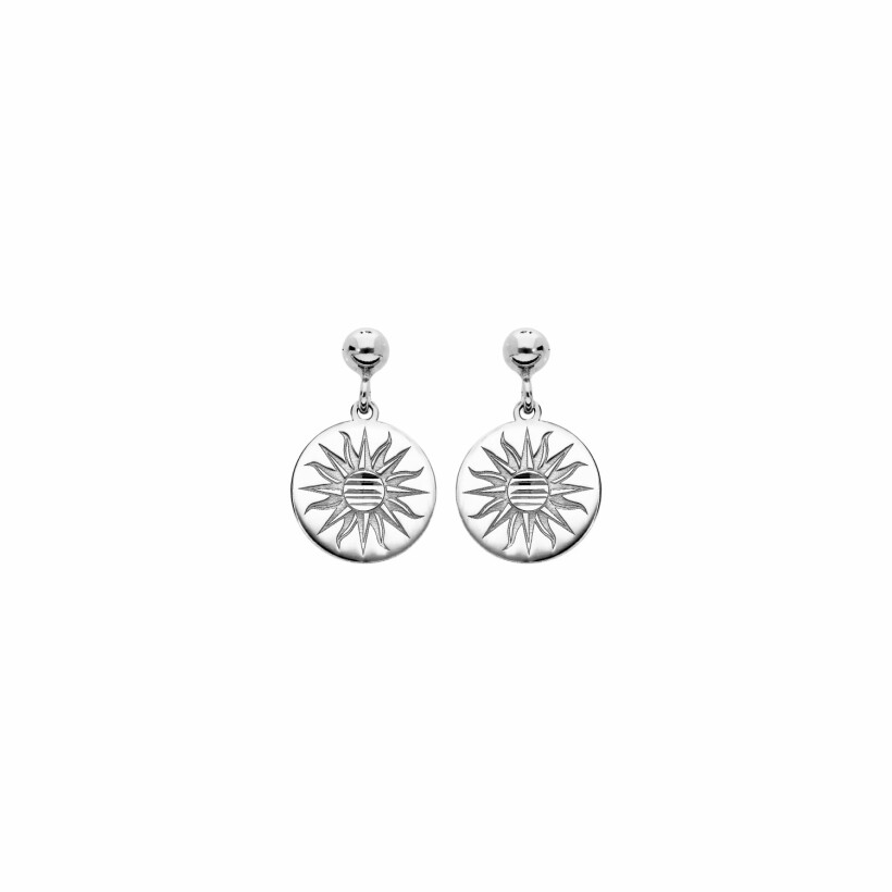 Boucles d'oreilles tige argent rhodié avec pastille soleil