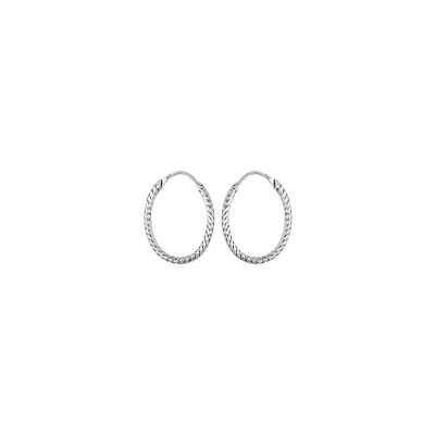 Boucles d'oreilles créoles diamantées en argent rhodié, 25mm