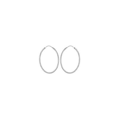 Boucles d'oreilles créoles diamantées en argent rhodié, 40mm