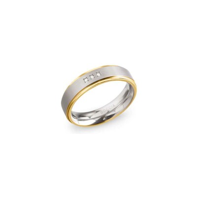 Bague Boccia Titanium en titane, plaqué or et diamants