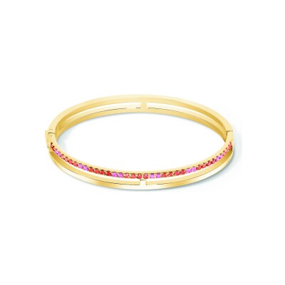 Bracelet Coeur de Lion Eternal Unity en acier doré et zircons, taille 19cm