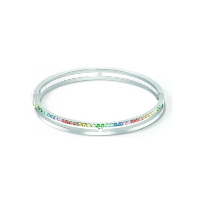 Bracelet Coeur de Lion Eternal Unity en acier et zircons, taille 17cm