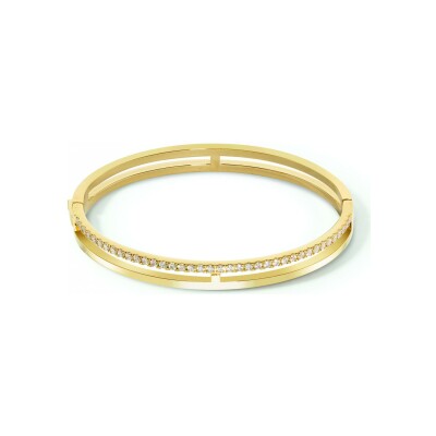 Bracelet Coeur de Lion Eternal Unity en acier doré et zircons, taille 17cm