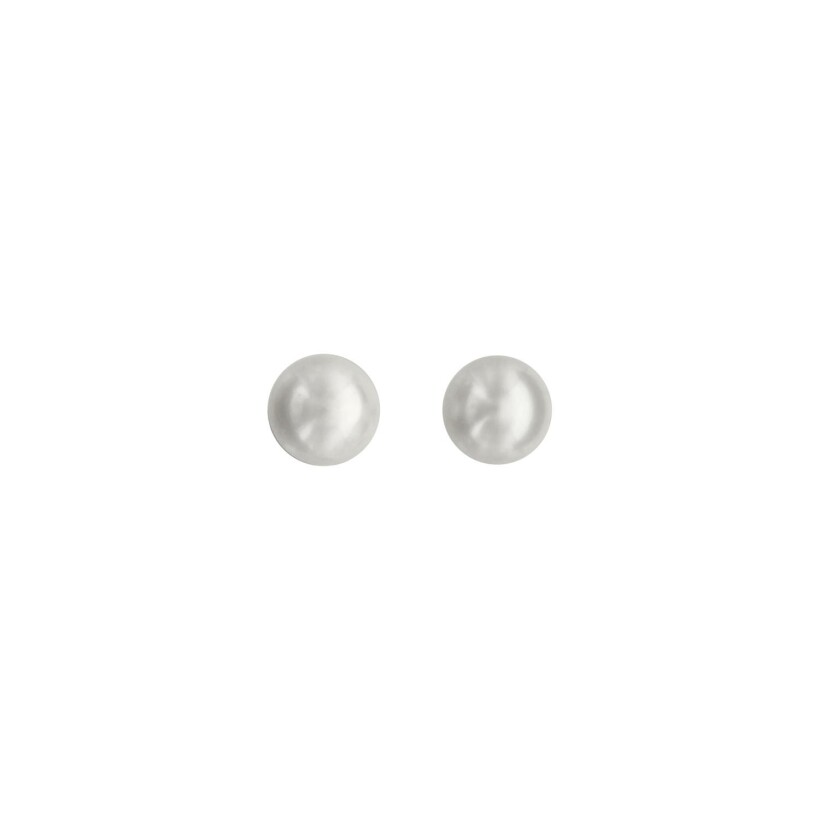 Boucles d'oreilles tige argent rhodié perle de culture bouton 6mm blanc