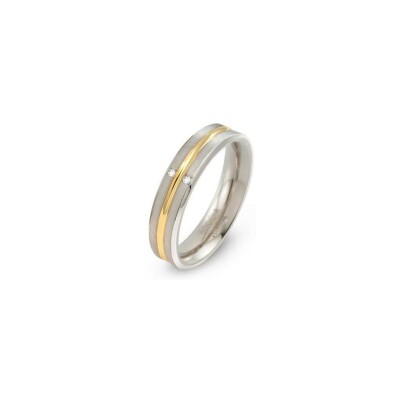 Bague Boccia Titanium en titane, plaqué or et diamants