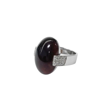 Bague Isabelle Barrier en or blanc, diamants et tourmaline, taille 55