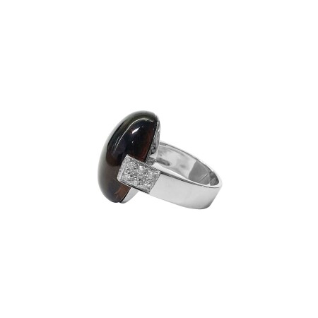 Bague Isabelle Barrier en or blanc, diamants et tourmaline, taille 55