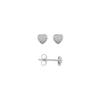 Boucles d'oreilles en argent rhodié et pierres blanches