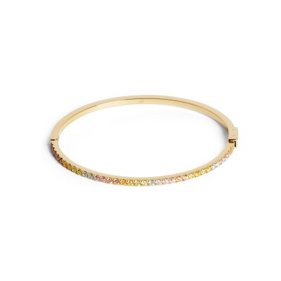 Bracelet Coeur de Lion Eternal Love en acier doré et zircons, taille 19cm