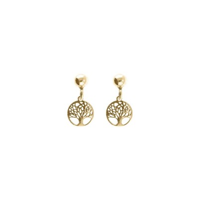 Boucles d'oreilles arbre de vie en argent doré