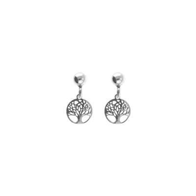 Boucles d'oreilles arbre de vie en argent rhodié