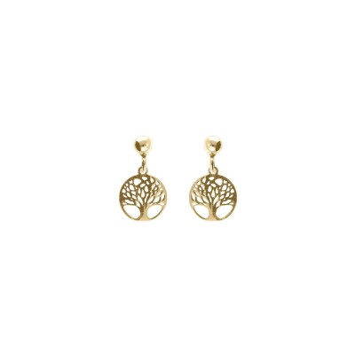 Boucles d'oreilles Arbre de vie en argent doré