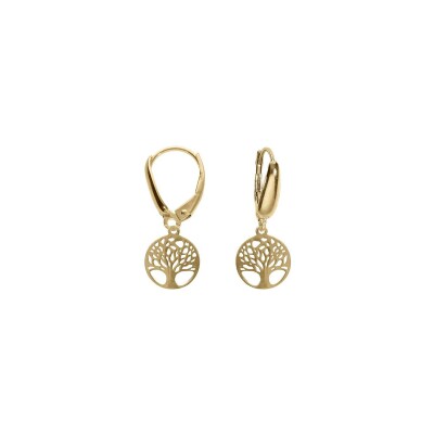 Boucles d'oreilles arbre de vie en argent doré