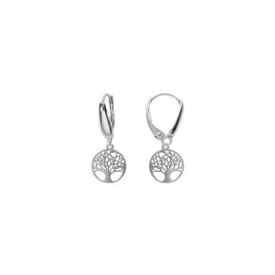 Boucles d'oreilles arbre de vie en argent rhodié