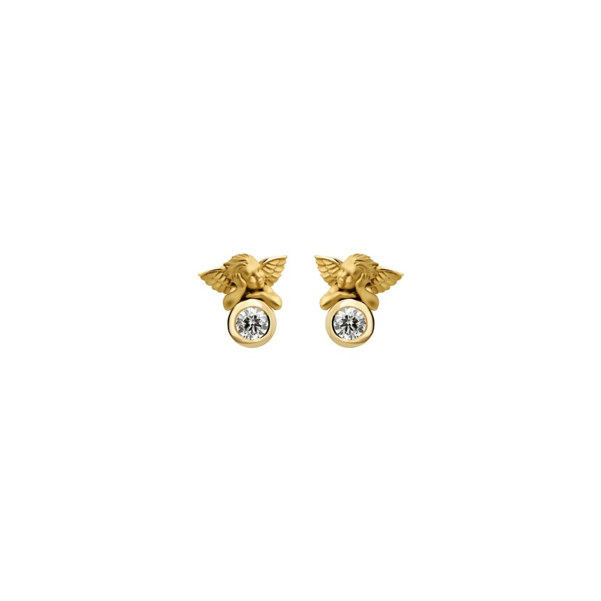 My Angel Earrings in yellow gold with diamonds