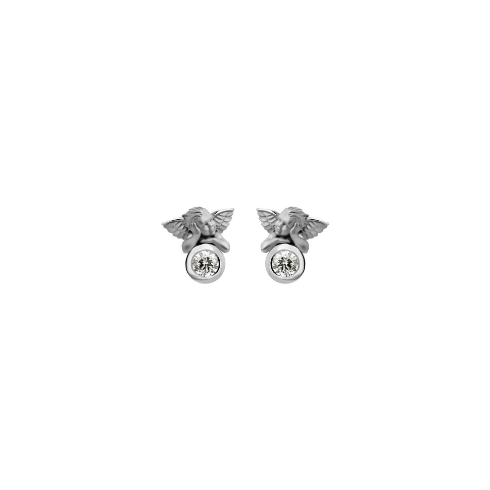 My Angel Earrings in white gold with diamonds