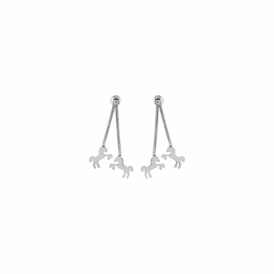 Boucles d'oreilles chevaux en argent rhodié