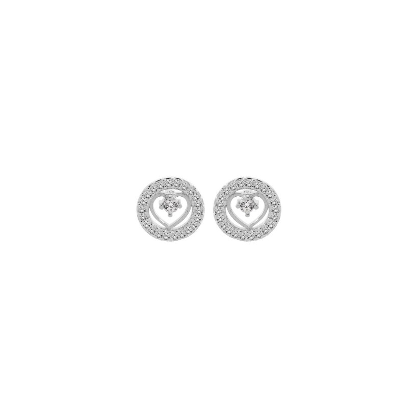 Boucles d'oreilles tige argent cœur et oxyde