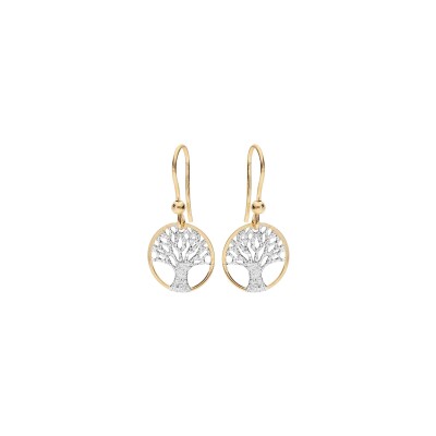 Boucles d'oreilles arbre de vie en argent doré