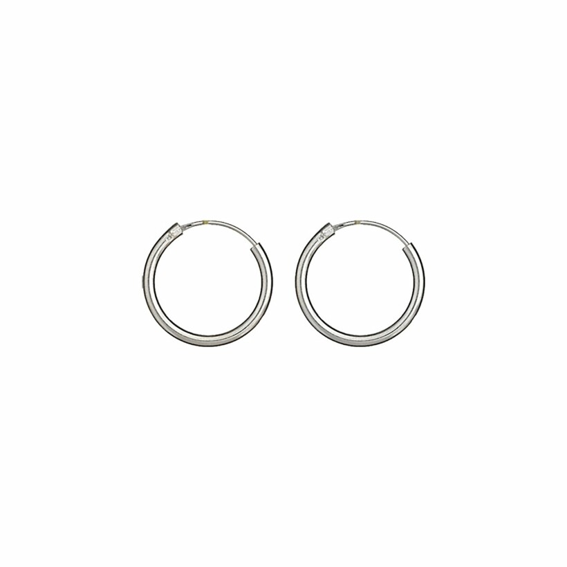 Boucles d'oreilles créoles argent rhodié fil rond 25mm