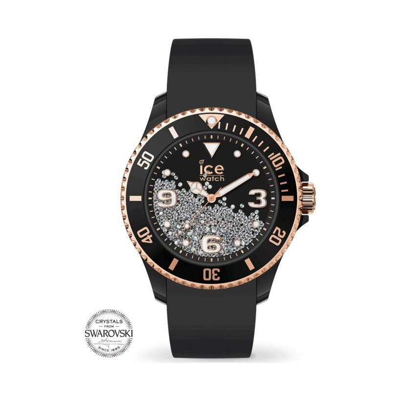 Montre Ice-Watch ICE crystal - Black rose-gold - Smooth - Medium - 3H