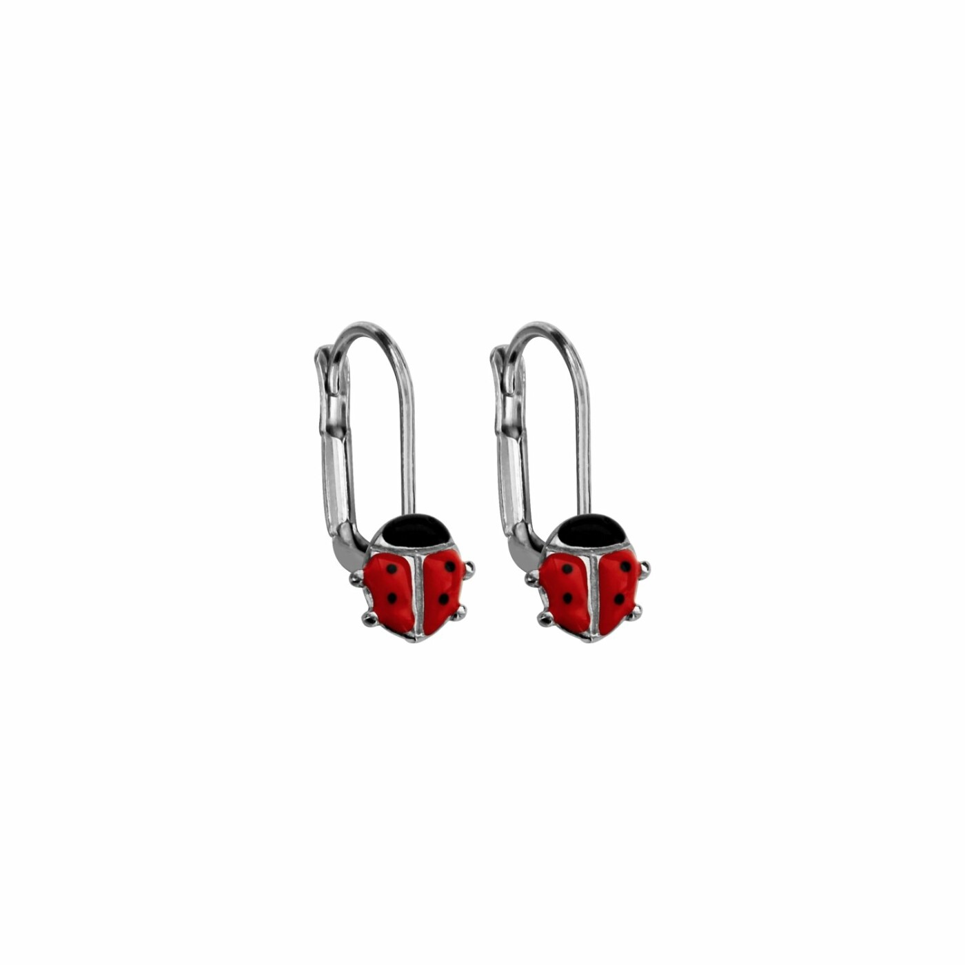 Boucles d'oreilles coccinelles en argent rhodié