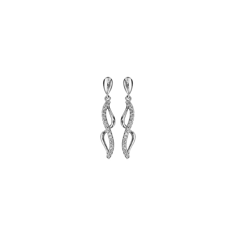 Boucles d'oreilles tige argent rhodié pendante oxydes