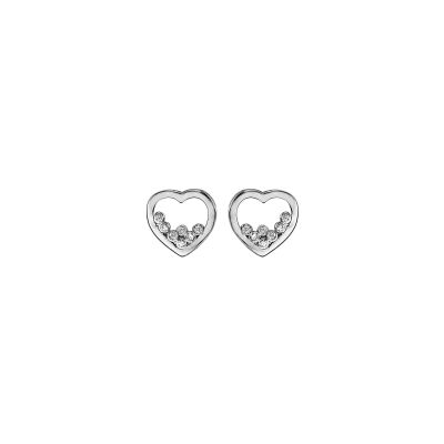 Boucles d'oreilles cœur en argent rhodié et oxydes de zirconium