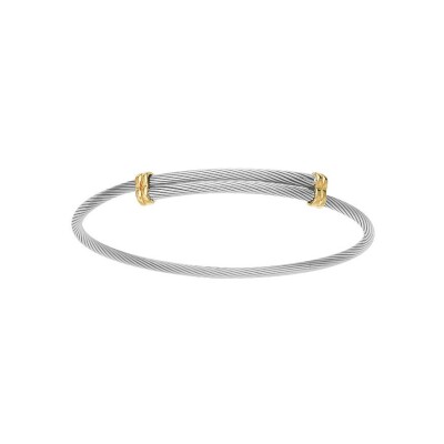 Bracelet-jonc en or jaune et acier