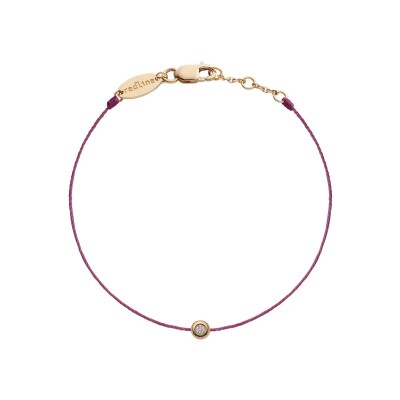 Bracelet RedLine Minimaliste fil pivoine avec diamant 0.02ct en serti clos, or rose