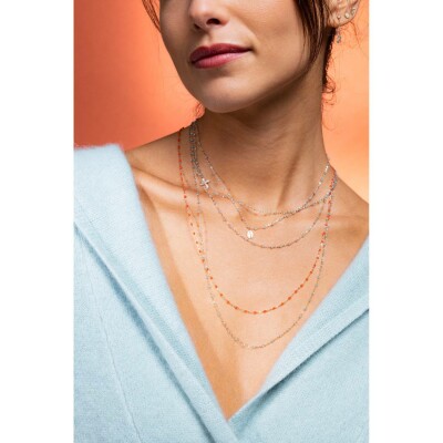 Gigi Clozeau necklace, rose gold and aqua resin, size 42cm