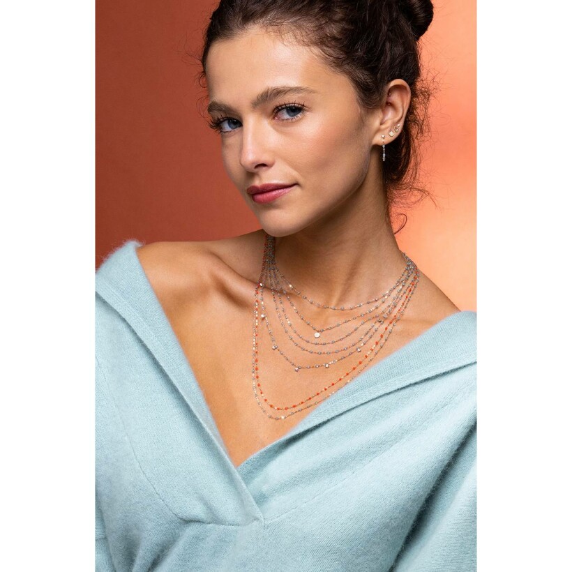 Gigi Clozeau necklace, rose gold and aqua resin, size 42cm