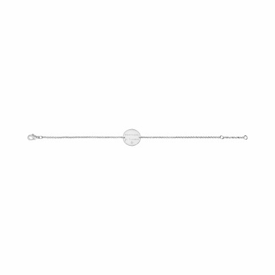 Bracelet argent rhodié pastille maman je t'aime 1 oxyde blanc serti 16+3cm