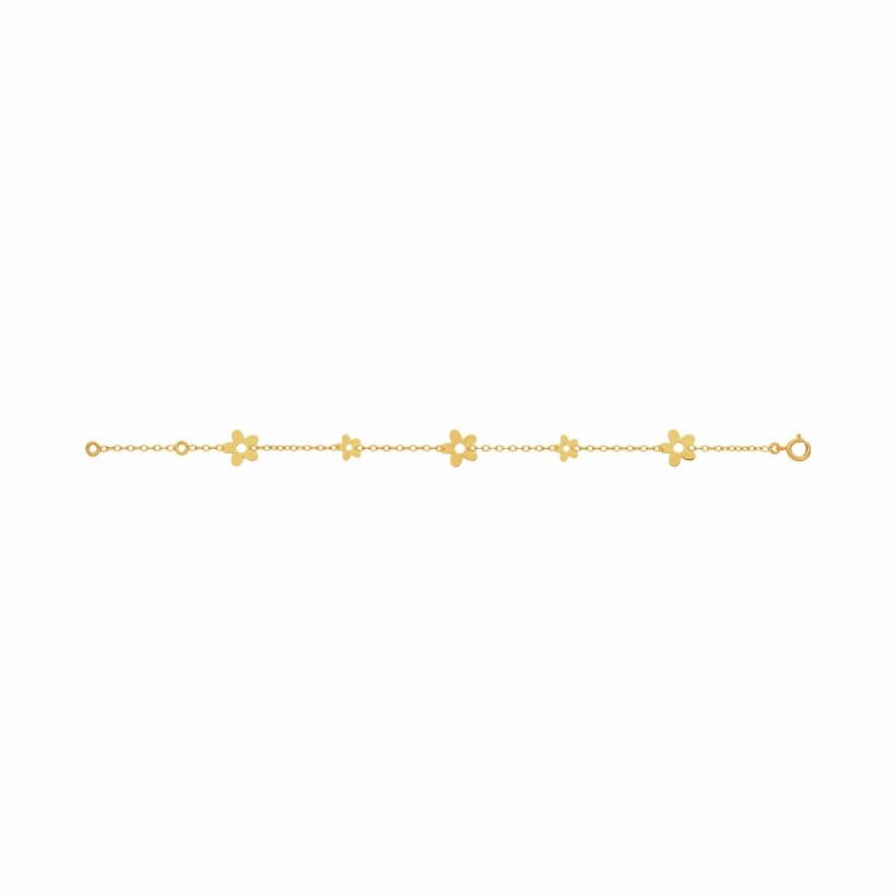 Bracelet fleurs en or jaune, 16cm