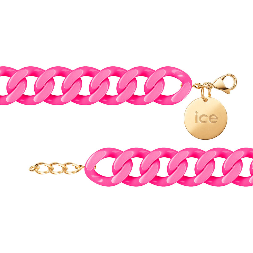 Bracelet chaîne Ice-Watch Ice Jewellery Neon pink en acétate et métal doré