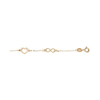 Bracelet cœurs et infini en argent doré