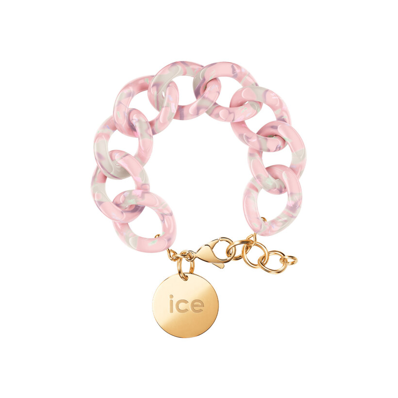 Bracelet chaîne Ice-Watch Ice Jewellery Pearl nude en acétate et métal doré